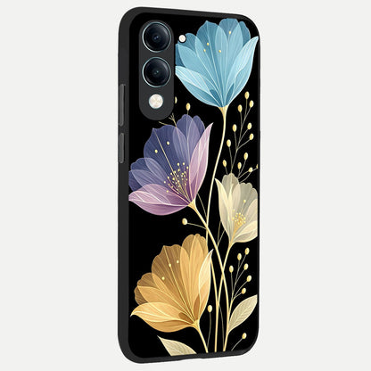  Flower Bloom Glow back cover for iQOO Z10 Lite slim fit glass case with vibrant aesthetic design