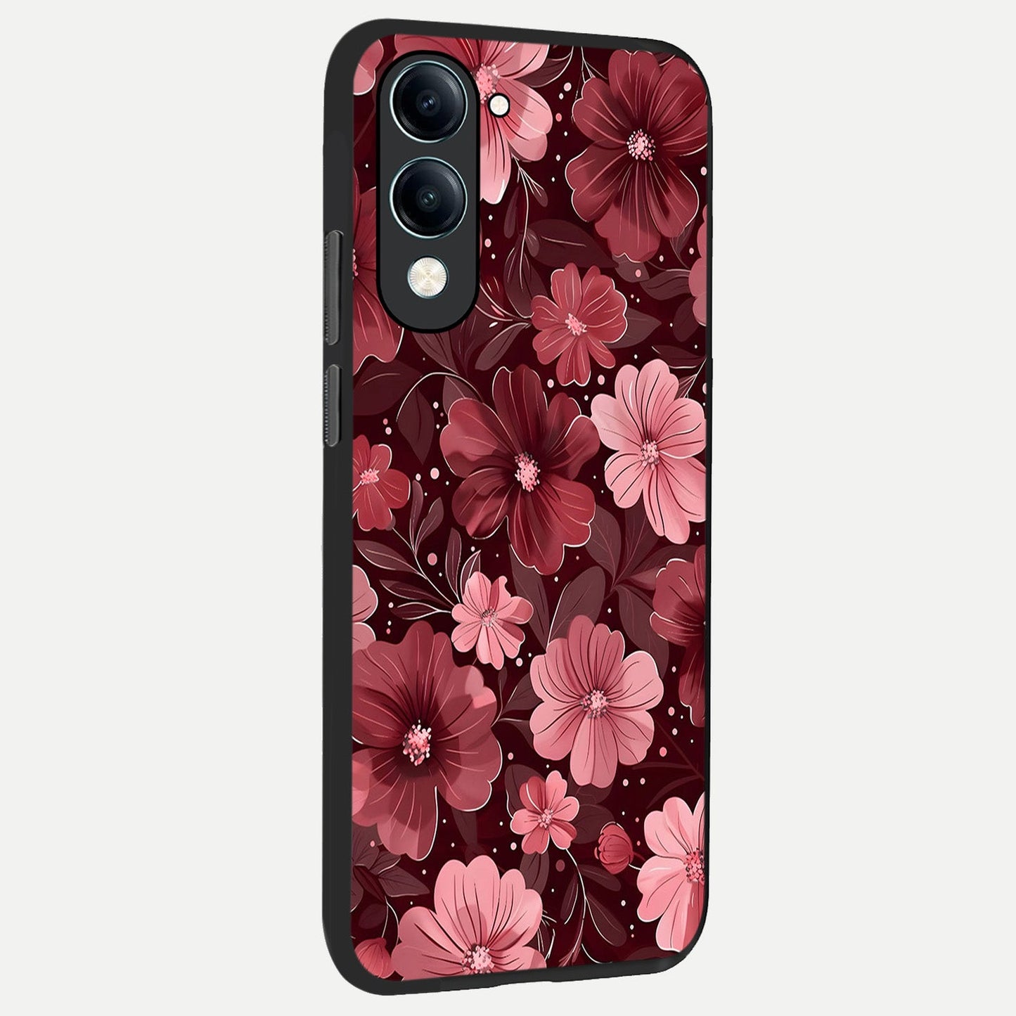  Flower Blush Bloom back cover for iQOO Z10 Lite slim fit glass case with vibrant aesthetic design
