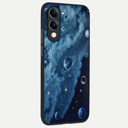  Galaxy Dream Space back cover for iQOO Z10 lite slim fit glass case with vibrant aesthetic design