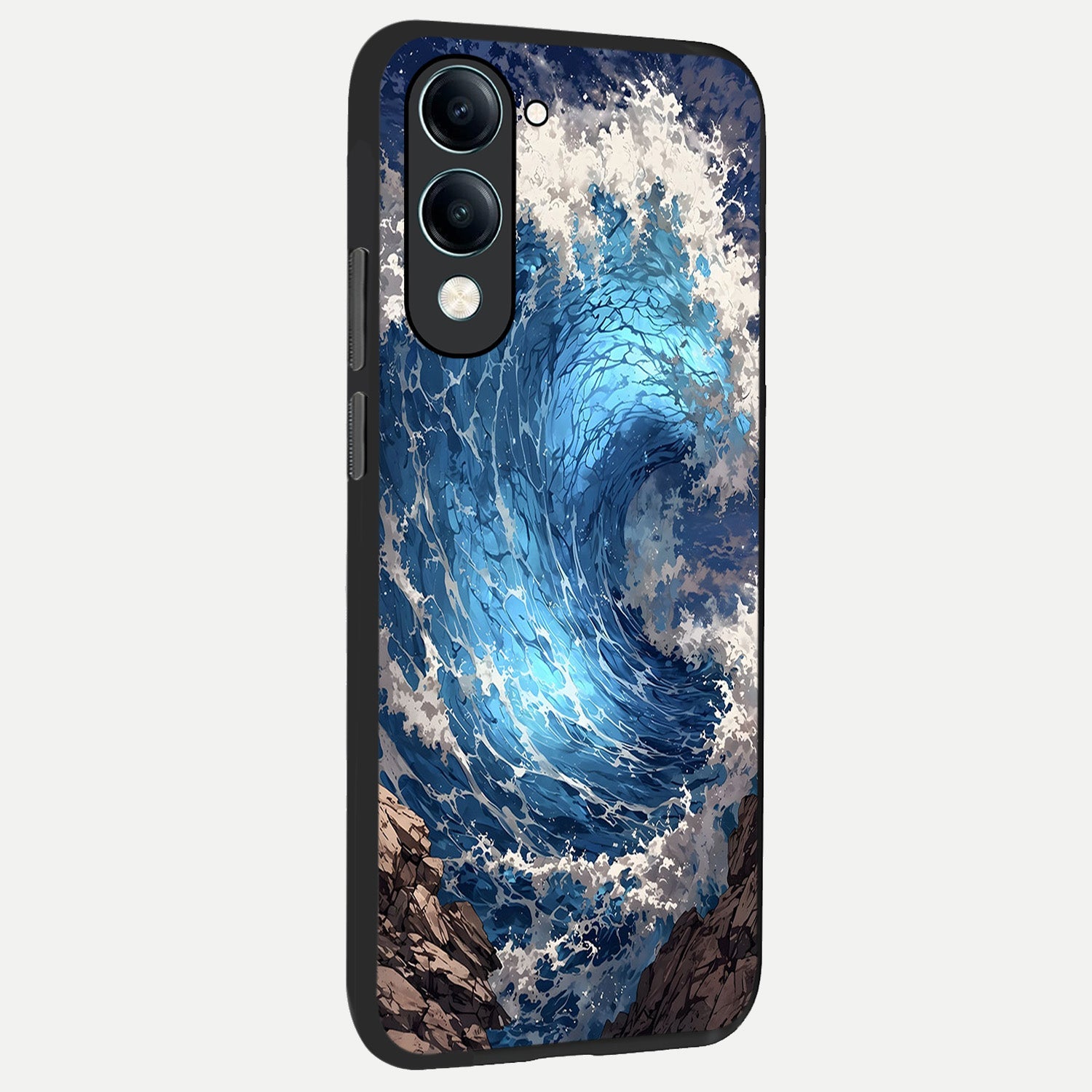  Giant Ocean Wave back cover for iQOO Z10 lite slim fit glass case with vibrant aesthetic design