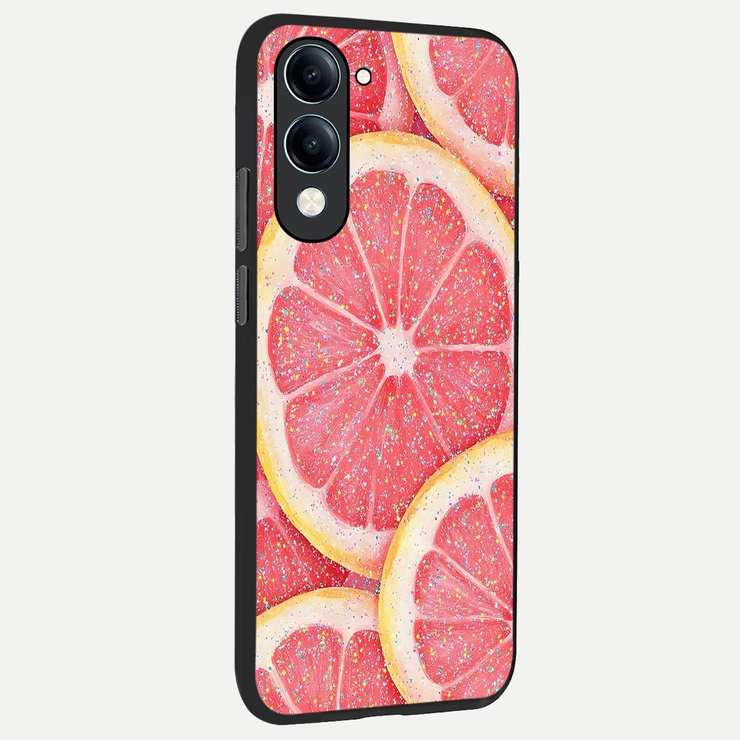  Glitter Grapefruit back cover for iQOO Z10 lite slim fit glass case with vibrant aesthetic design