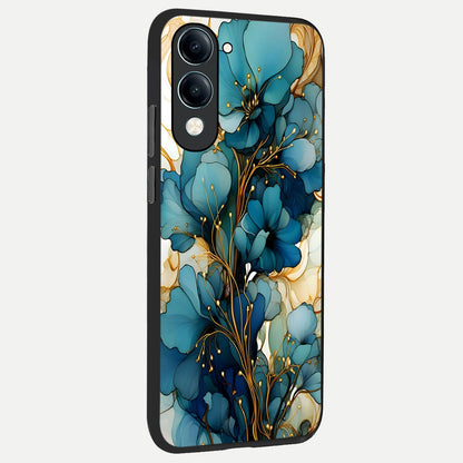  Golden Bloom Symphony back cover for iQOO Z10 Lite slim fit glass case with vibrant aesthetic design