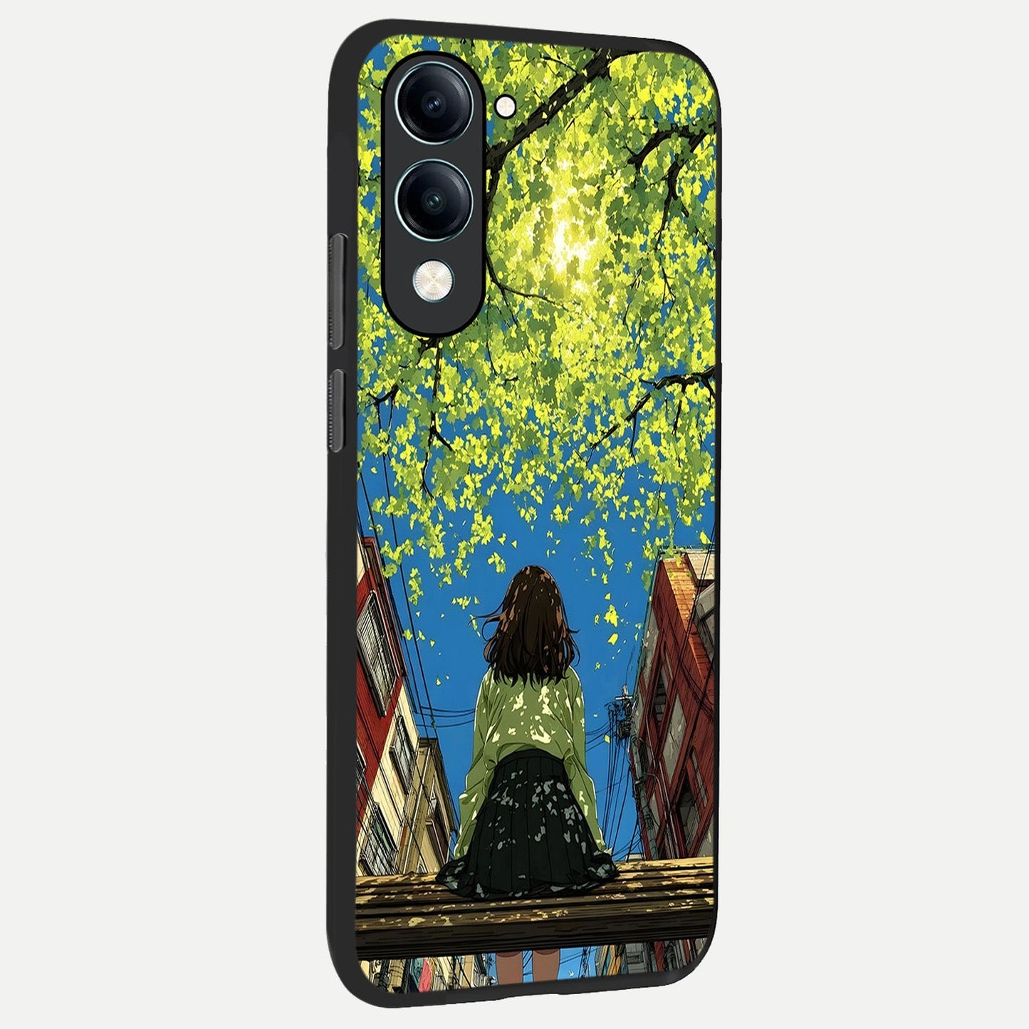  Golden Leaves Glow back cover for iQOO Z10 Lite slim fit glass case with vibrant aesthetic design