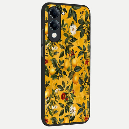  Golden Lemon Field back cover for iQOO Z10 Lite slim fit glass case with vibrant aesthetic design
