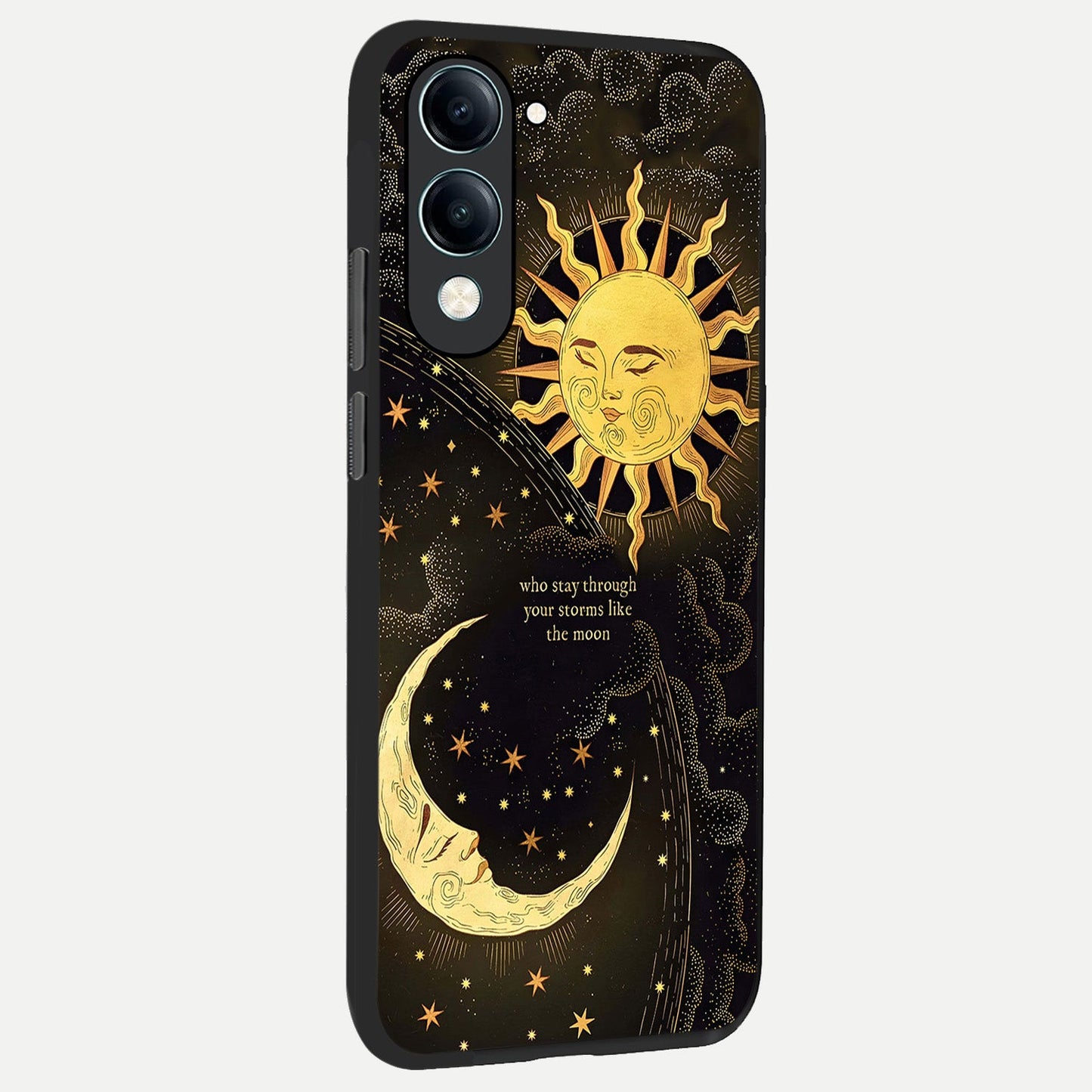  Golden Lunar Love back cover for iQOO Z10 Lite slim fit glass case with vibrant aesthetic design