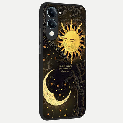  Golden Lunar Love back cover for iQOO Z10 Lite slim fit glass case with vibrant aesthetic design