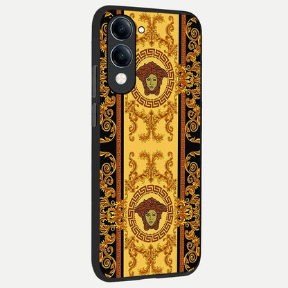  Golden Royal Heritage back cover for iQOO Z10 lite slim fit glass case with vibrant aesthetic design