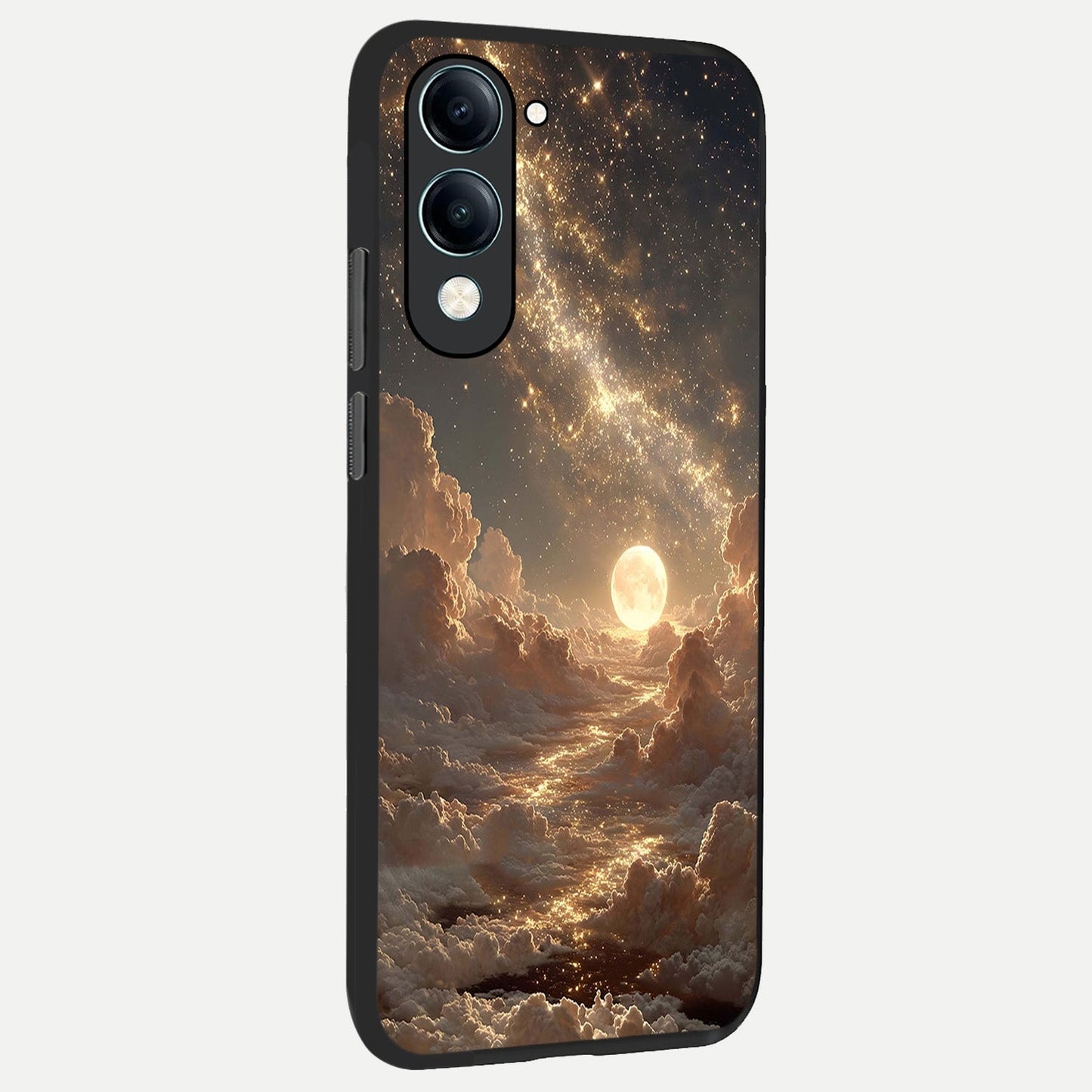  Golden Sky Dream back cover for iQOO Z10 Lite slim fit glass case with vibrant aesthetic design