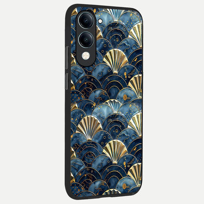  Golden Wave Luxe back cover for iQOO Z10 lite slim fit glass case with vibrant aesthetic design