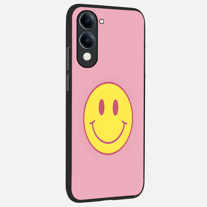  Happy Pink Mood back cover for iQOO Z10 lite slim fit glass case with vibrant aesthetic design