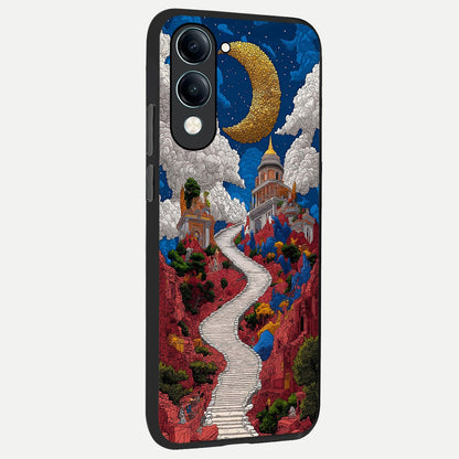  Heavenly Moon Path back cover for iQOO Z10 lite slim fit glass case with vibrant aesthetic design