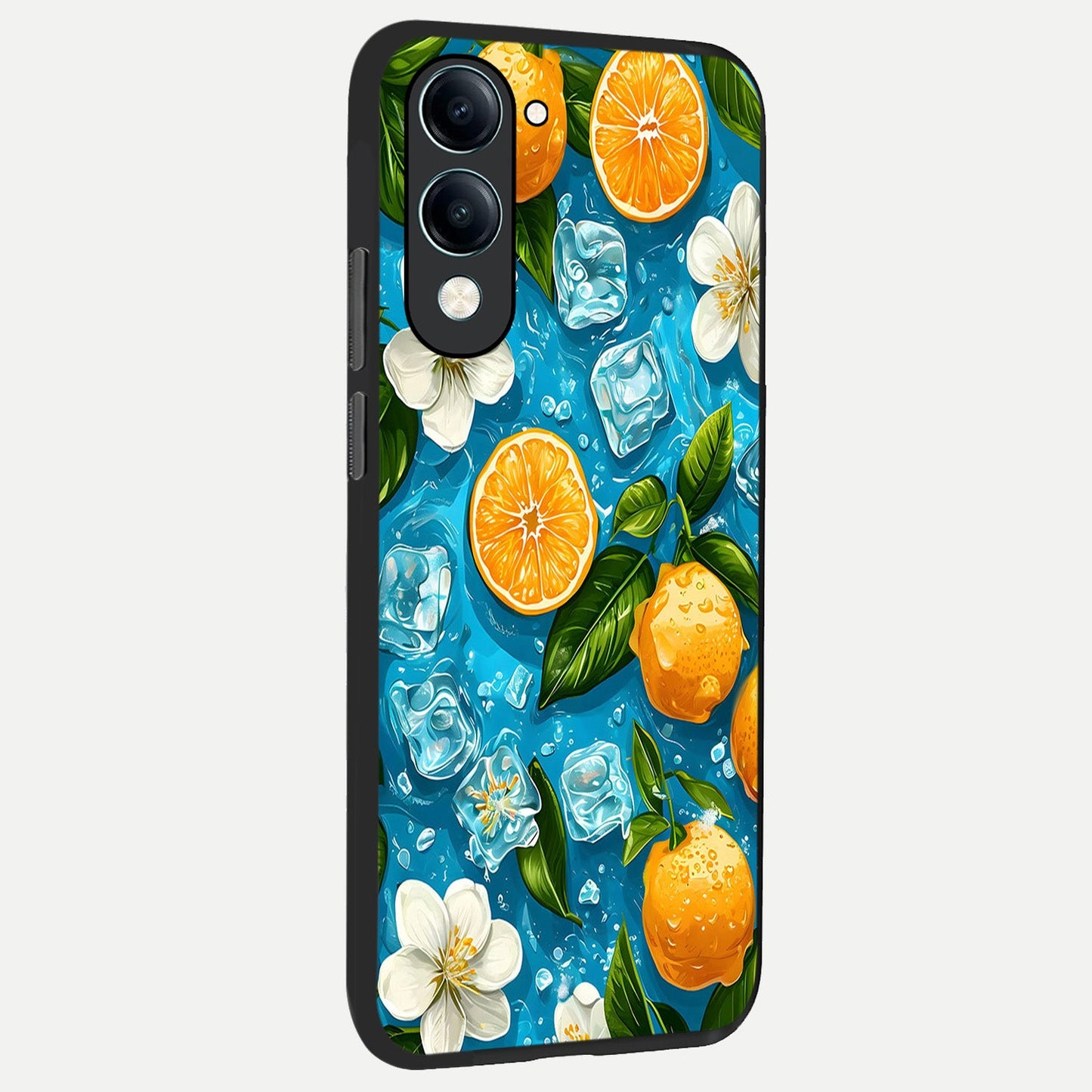  Ice Cube With Orange back cover for iQOO Z10 lite slim fit glass case with vibrant aesthetic design