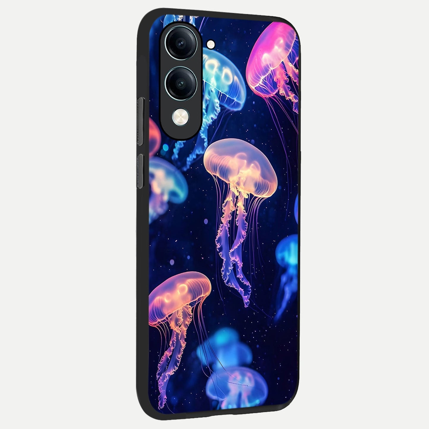  Jellyfish Pattern back cover for iQOO Z10 Lite slim fit glass case with vibrant aesthetic design