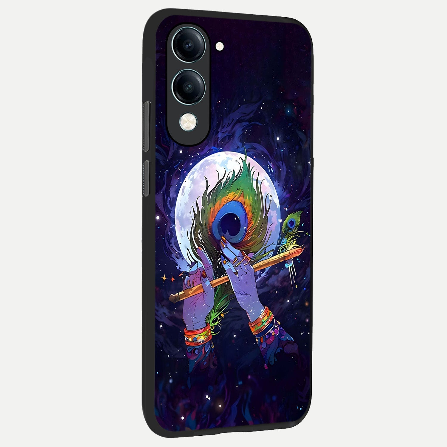  Krishna Hands Art back cover for iQOO Z10 lite slim fit glass case with vibrant aesthetic design