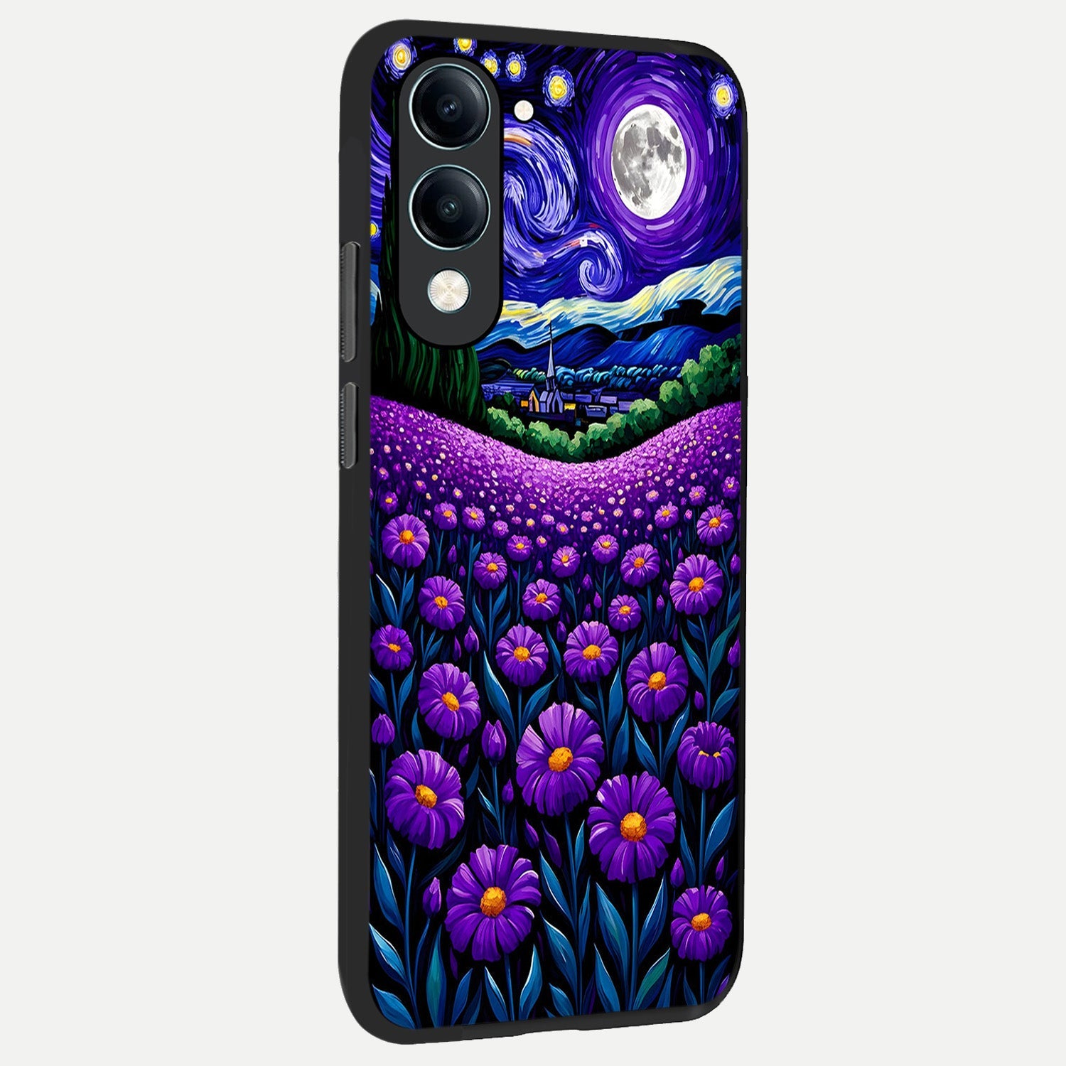  Lavender Moon Field back cover for iQOO Z10 lite slim fit glass case with vibrant aesthetic design