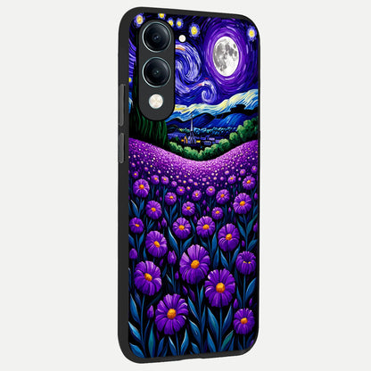  Lavender Moon Field back cover for iQOO Z10 lite slim fit glass case with vibrant aesthetic design