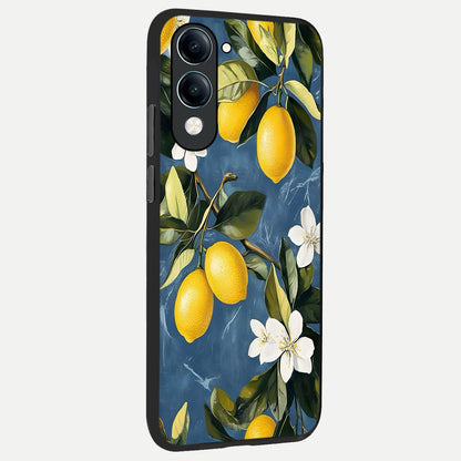  Lemon Dream Garden back cover for iQOO Z10 Lite slim fit glass case with vibrant aesthetic design