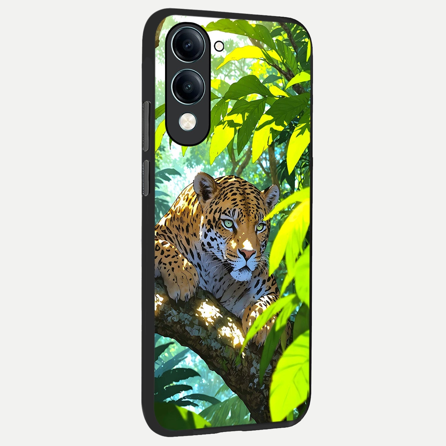  Leopard in Jungle back cover for iQOO Z10 lite slim fit glass case with vibrant aesthetic design