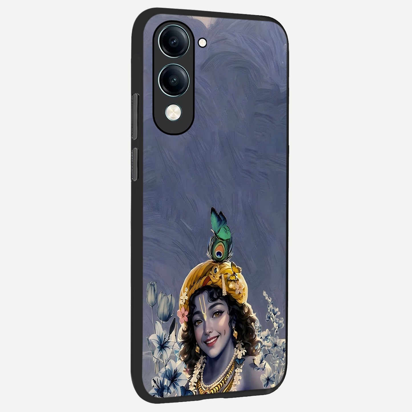  Lord Krishna back cover for iQOO Z10 lite slim fit glass case with vibrant aesthetic design