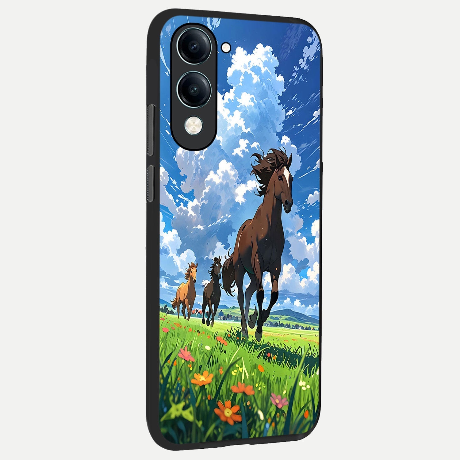  Majestic Horses Galloping back cover for iQOO Z10 lite slim fit glass case with vibrant aesthetic design