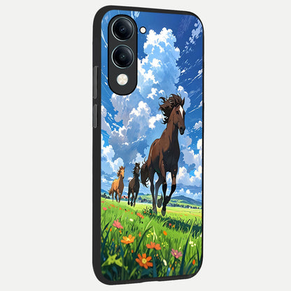  Majestic Horses Galloping back cover for iQOO Z10 lite slim fit glass case with vibrant aesthetic design