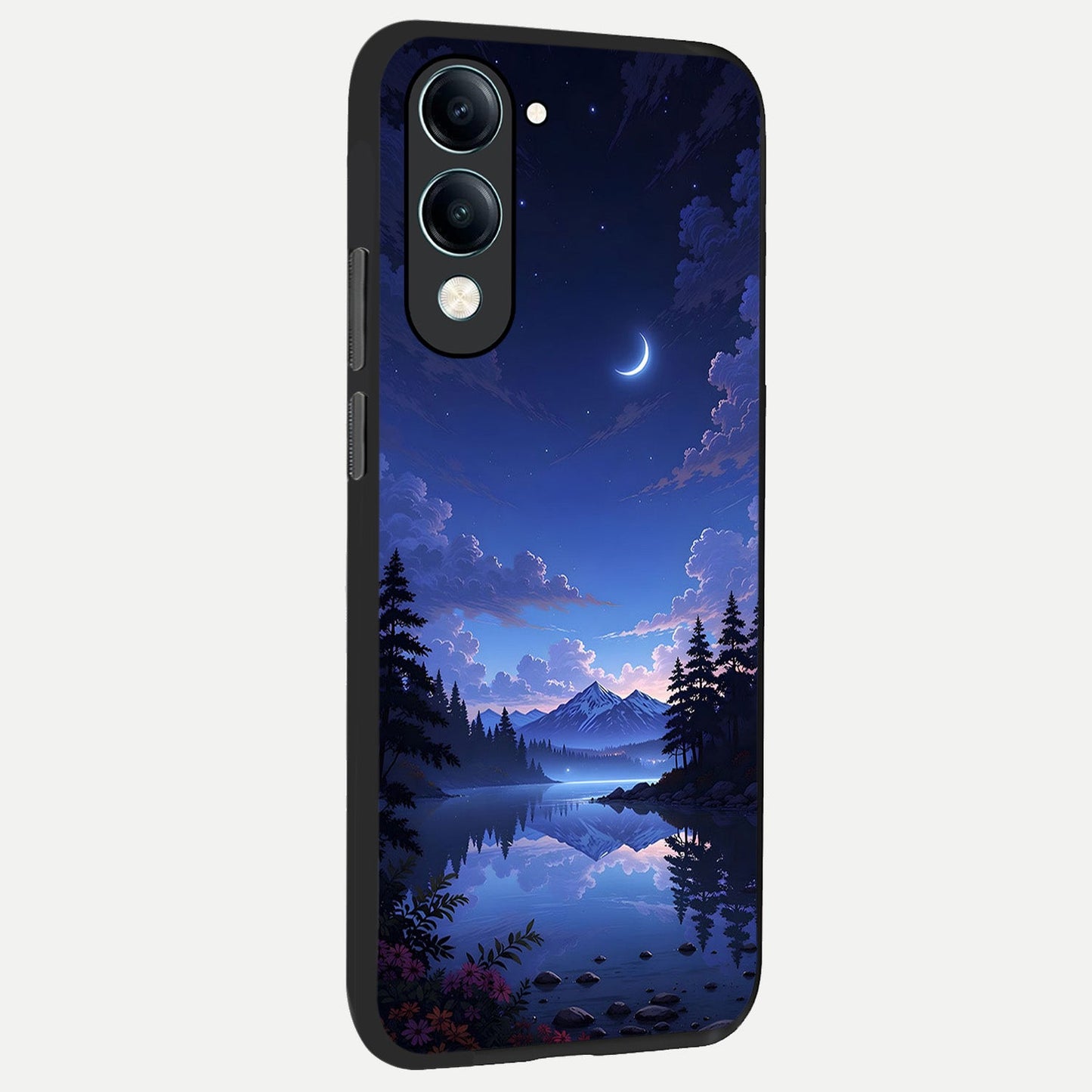  Midnight Lake Peace back cover for iQOO Z10 lite slim fit glass case with vibrant aesthetic design
