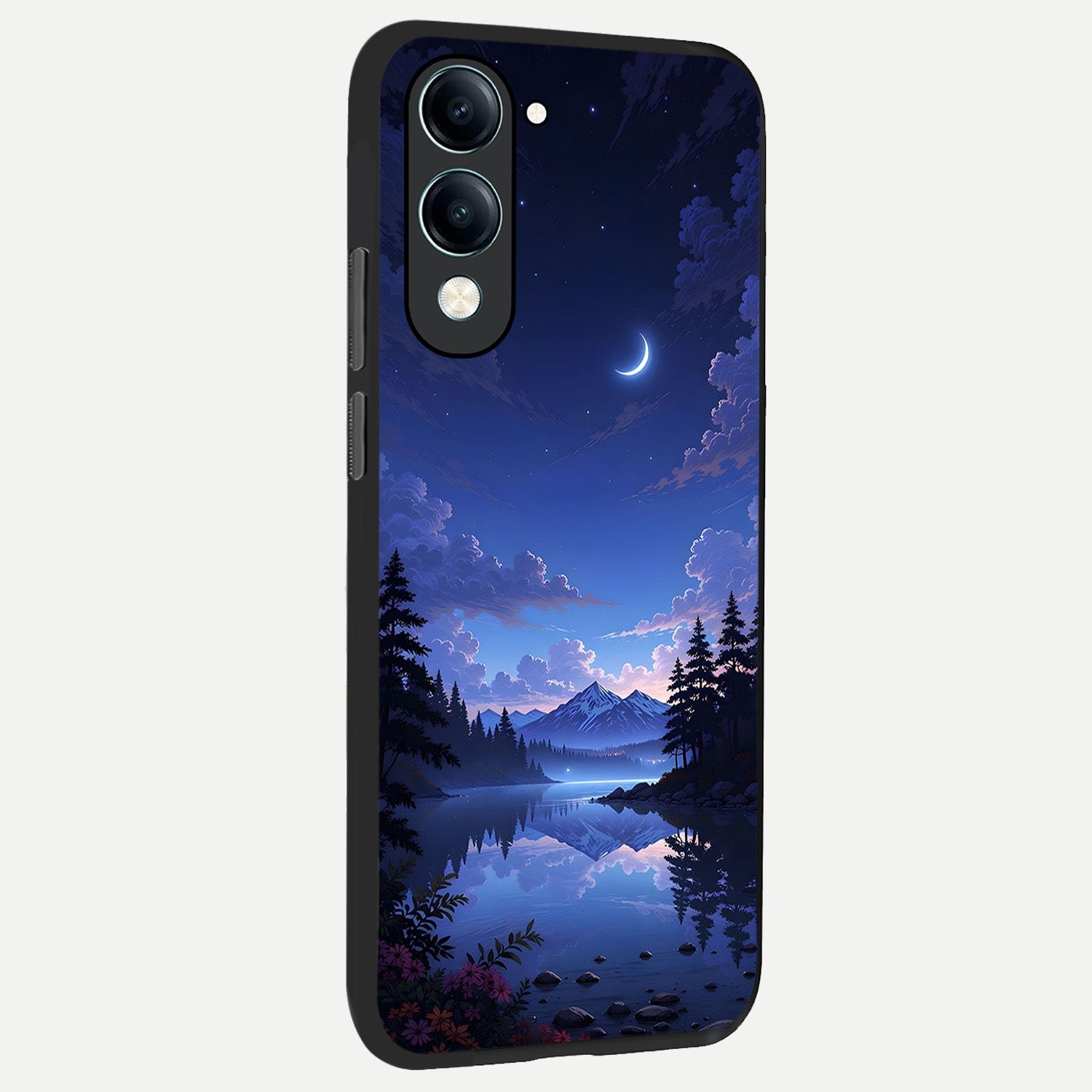  Midnight Lake Peace back cover for iQOO Z10 lite slim fit glass case with vibrant aesthetic design
