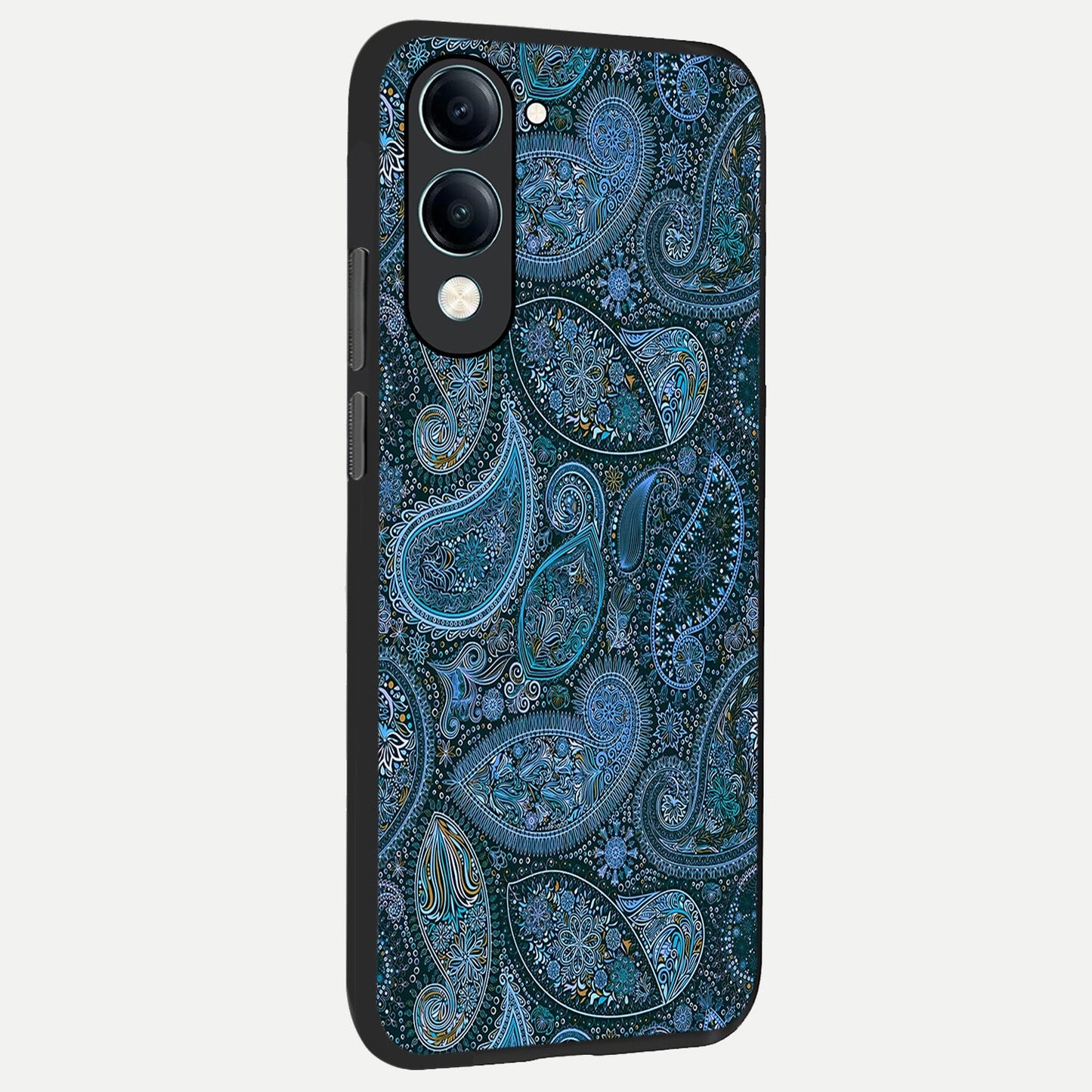  Midnight Paisley Glow back cover for iQOO Z10 Lite slim fit glass case with vibrant aesthetic design