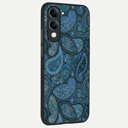  Midnight Paisley Glow back cover for iQOO Z10 Lite slim fit glass case with vibrant aesthetic design