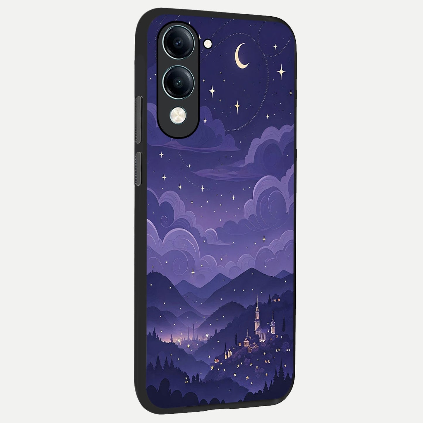  Minimal Night View back cover for iQOO Z10 lite slim fit glass case with vibrant aesthetic design
