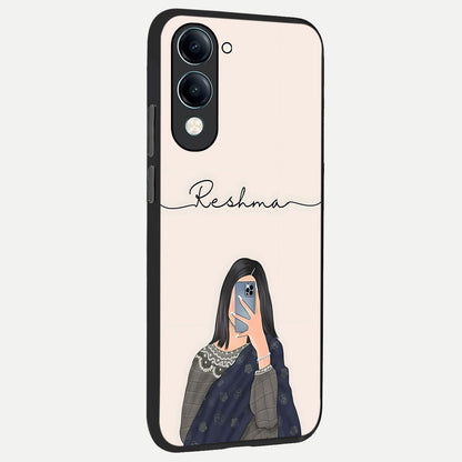  Mirror Mood Muse With Custom Name back cover for iQOO Z10 lite slim fit glass case with vibrant aesthetic design