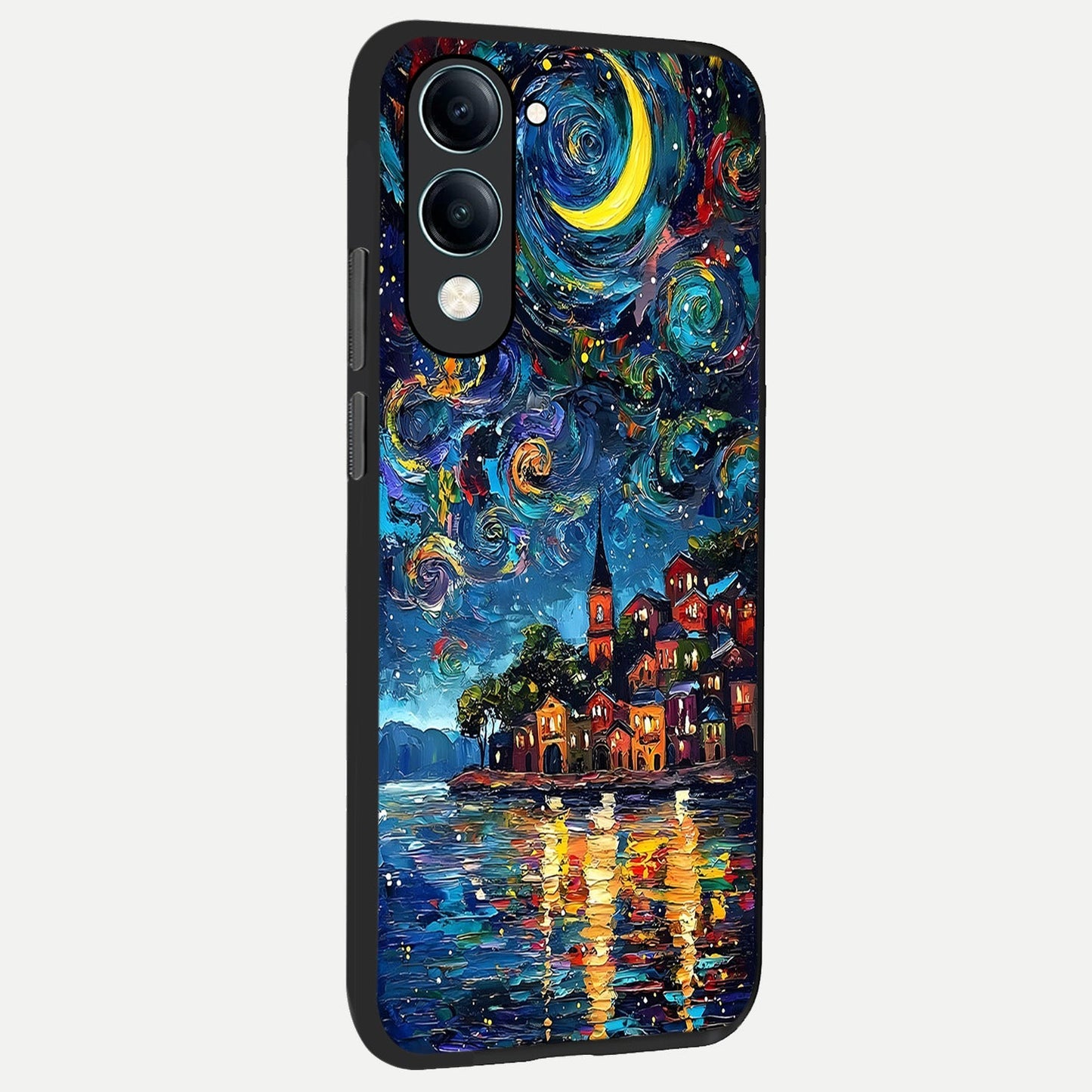  Moonlight Harbor Glow back cover for iQOO Z10 lite slim fit glass case with vibrant aesthetic design