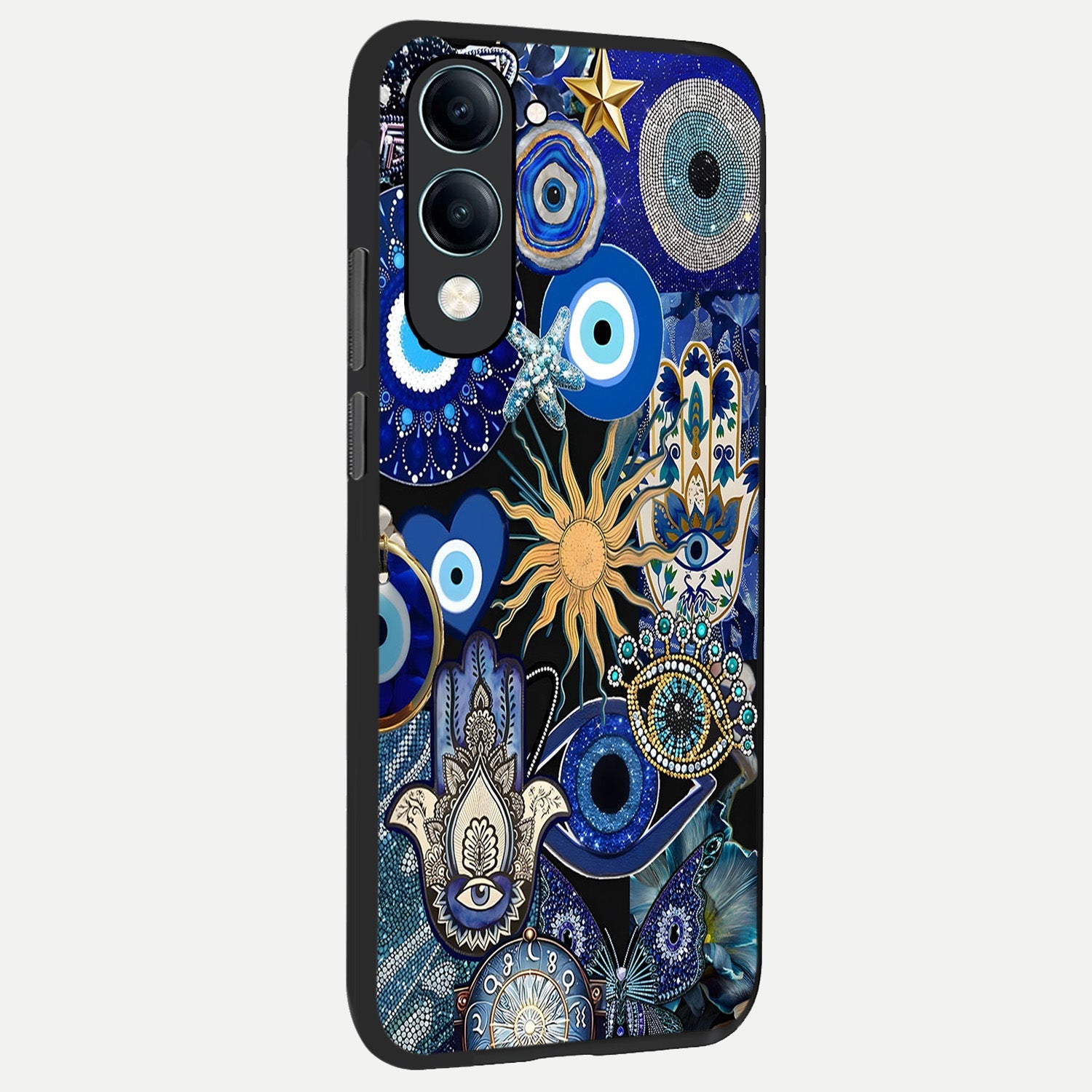  Mystic Blue Evil Eye back cover for iQOO Z10 Lite slim fit glass case with vibrant aesthetic design