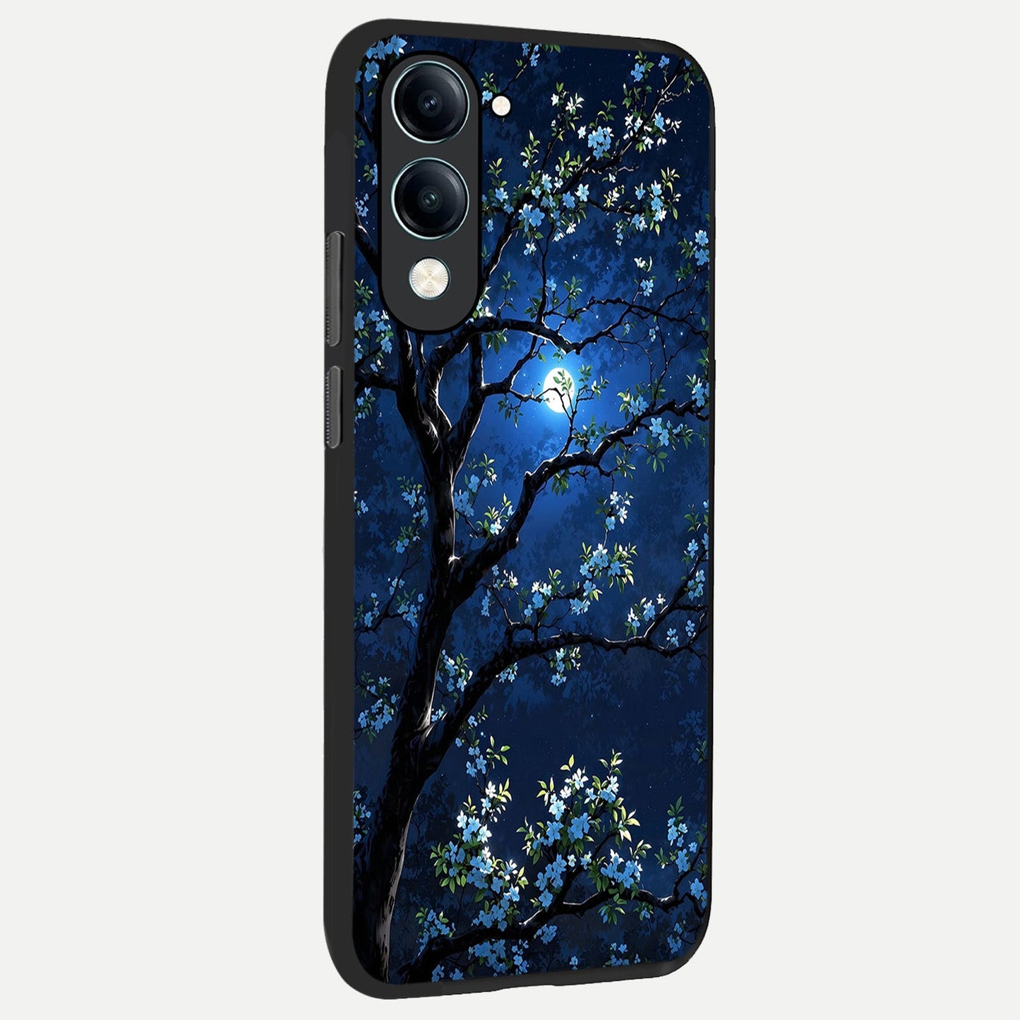  Mystic Floral Night back cover for iQOO Z10 Lite slim fit glass case with vibrant aesthetic design