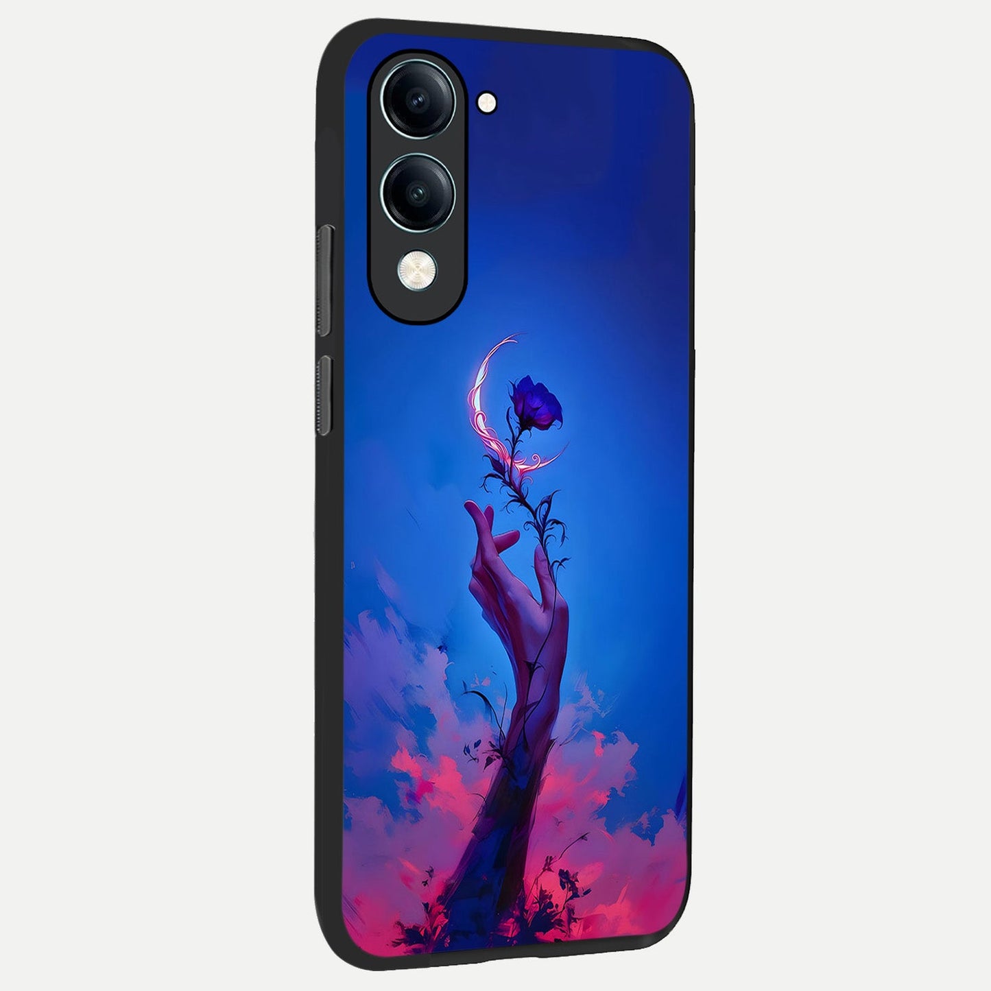  Mystic Hand back cover for iQOO Z10 Lite slim fit glass case with vibrant aesthetic design