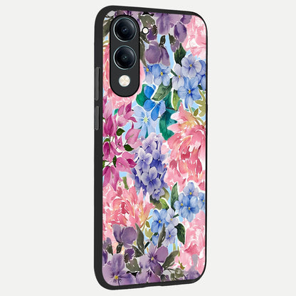  Pastel Floral Mix back cover for iQOO Z10 Lite slim fit glass case with vibrant aesthetic design