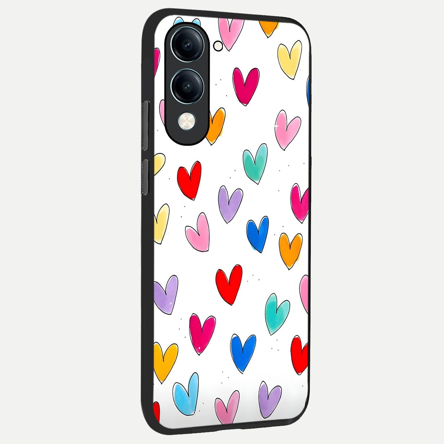  Playful Love Doodles back cover for iQOO Z10 Lite slim fit glass case with vibrant aesthetic design