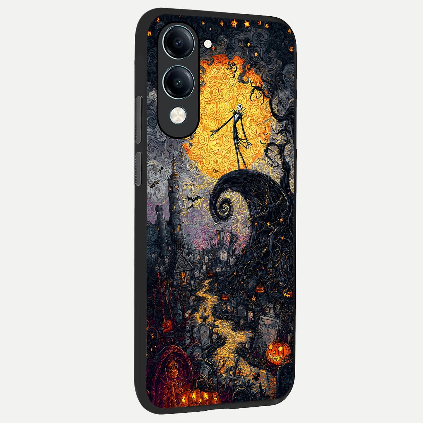  Pumpkin Moon Night back cover for iQOO Z10 lite slim fit glass case with vibrant aesthetic design