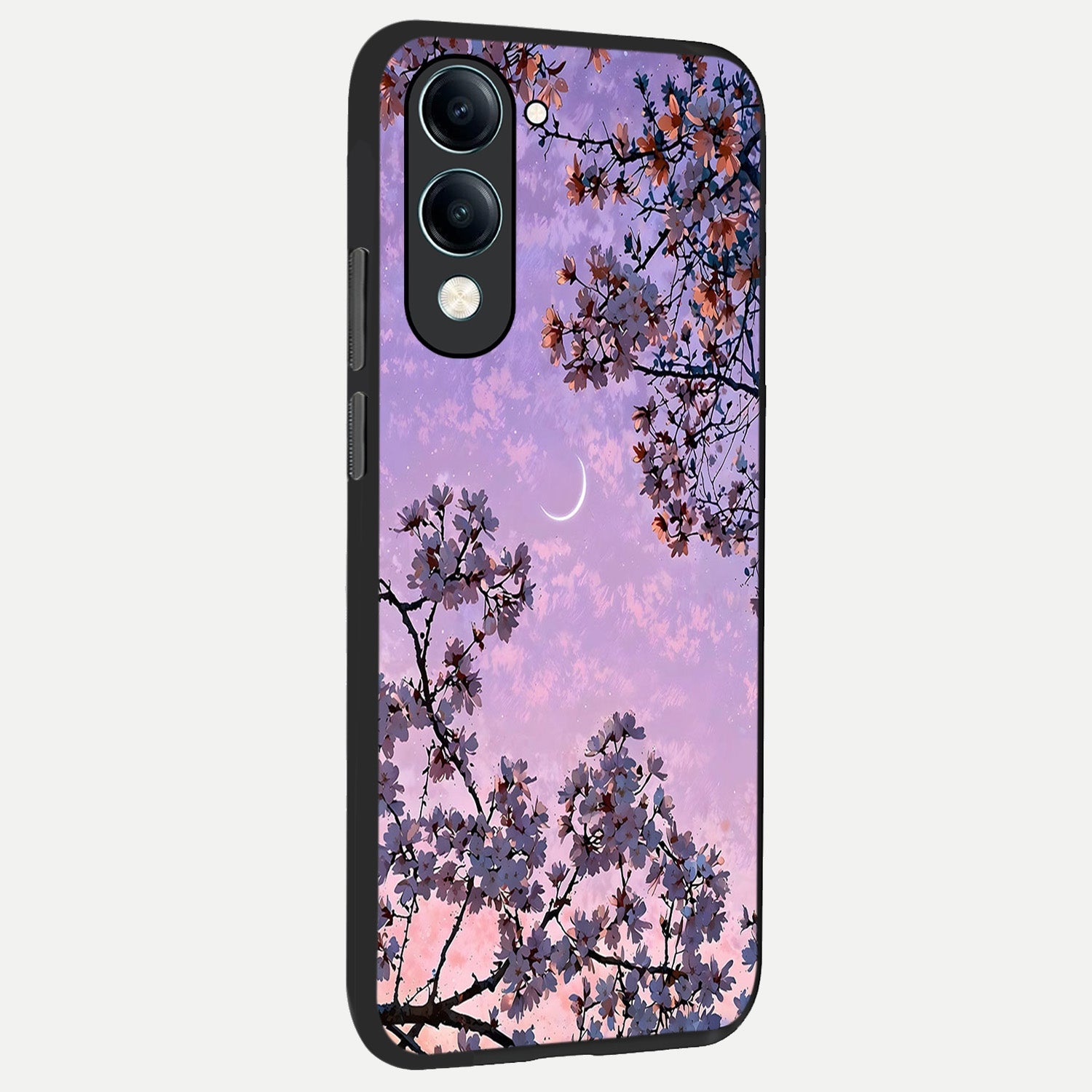  Purple Serenity Moon back cover for iQOO Z10 Lite slim fit glass case with vibrant aesthetic design