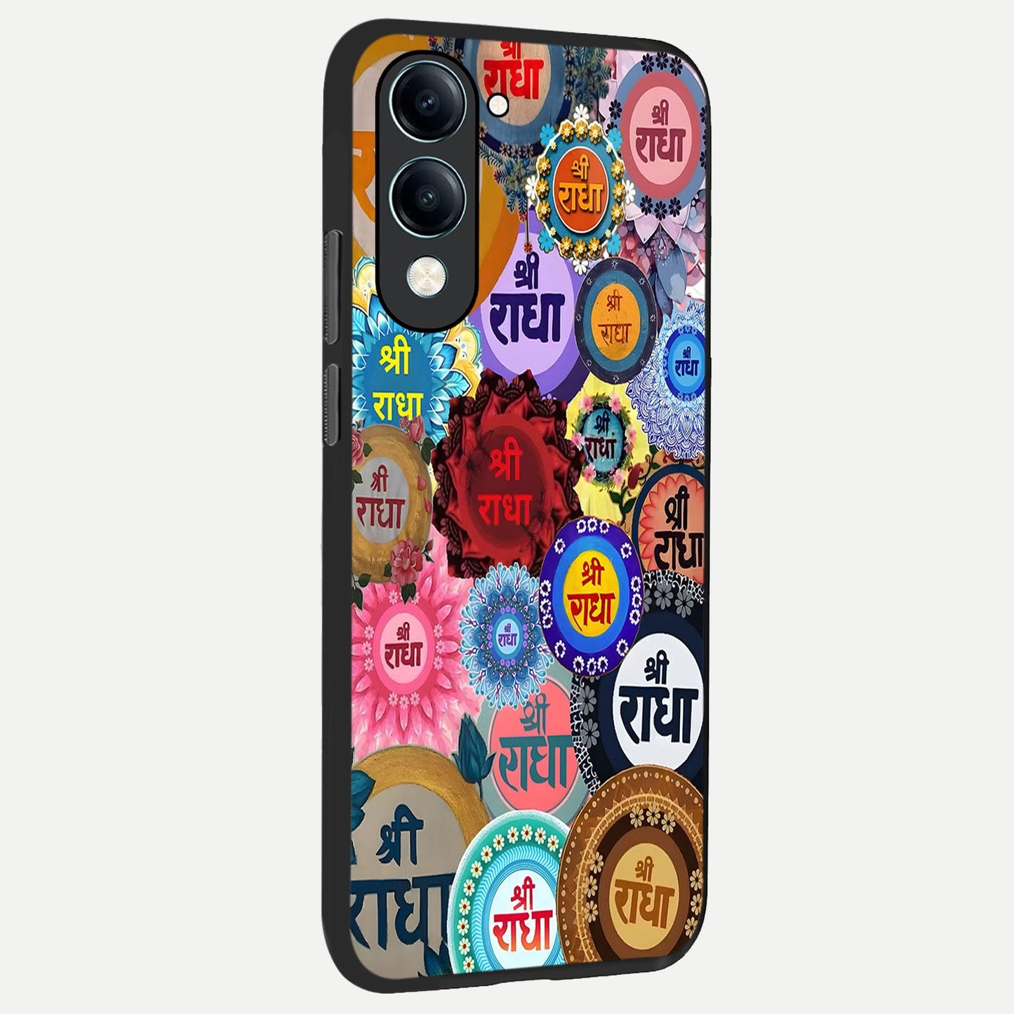  Radha Divine Bloom back cover for iQOO Z10 lite slim fit glass case with vibrant aesthetic design