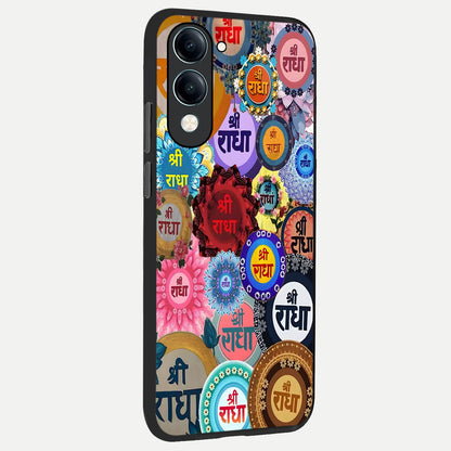  Radha Divine Bloom back cover for iQOO Z10 lite slim fit glass case with vibrant aesthetic design