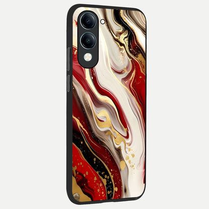  Red And White Marble back cover for iQOO Z10 lite slim fit glass case with vibrant aesthetic design