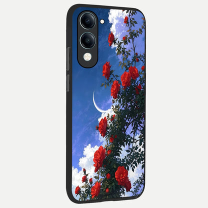  Rose Drift Flowers back cover for iQOO Z10 Lite slim fit glass case with vibrant aesthetic design