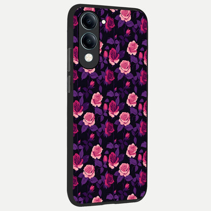  Rose Garden Twilight back cover for iQOO Z10 Lite slim fit glass case with vibrant aesthetic design