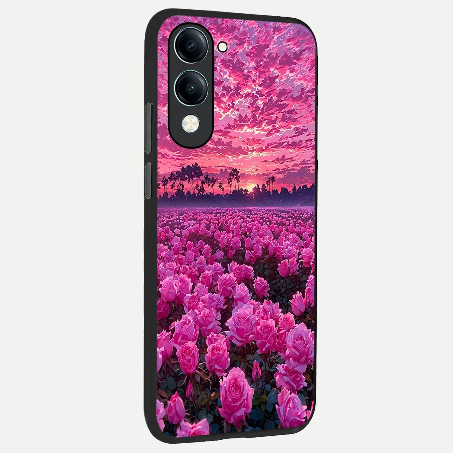  Rose Sunset Valley back cover for iQOO Z10 Lite slim fit glass case with vibrant aesthetic design