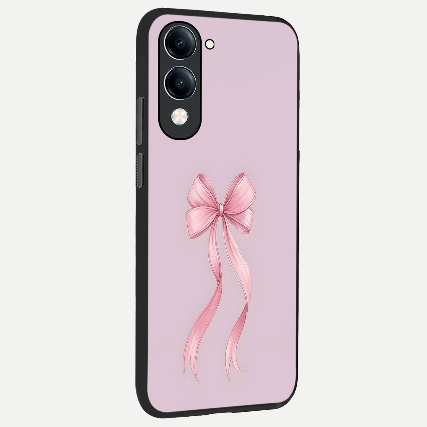  Soft Blush Bow back cover for iQOO Z10 lite slim fit glass case with vibrant aesthetic design
