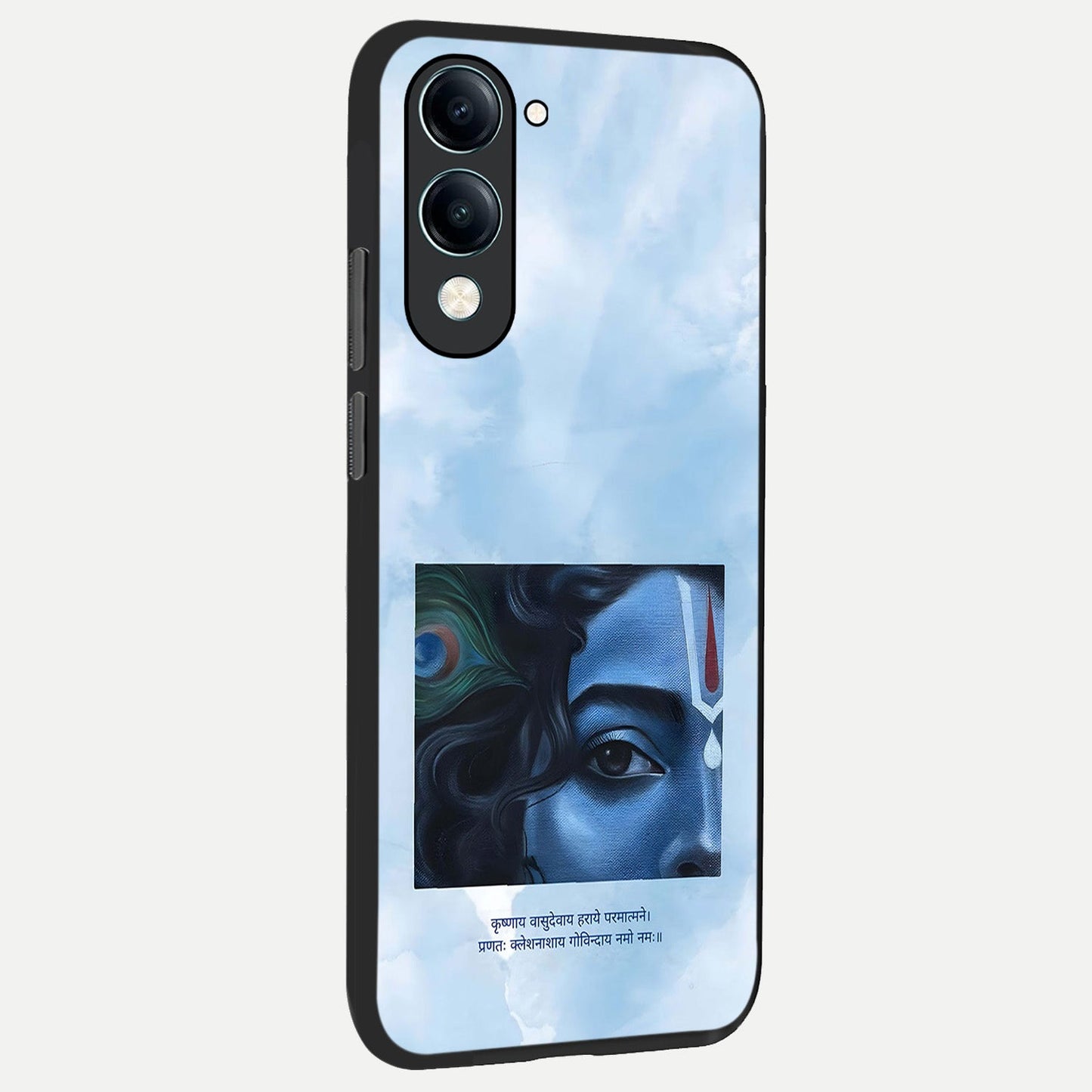  Spiritual Krishna back cover for iQOO Z10 lite slim fit glass case with vibrant aesthetic design