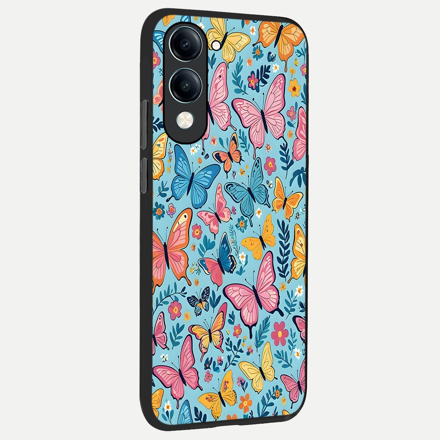  Spring Wing Garden back cover for iQOO Z10 Lite slim fit glass case with vibrant aesthetic design