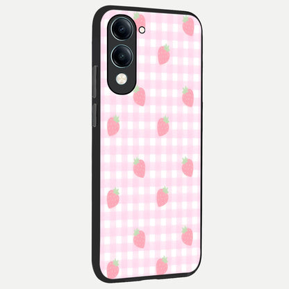  Strawberry Picnic Love back cover for iQOO Z10 Lite slim fit glass case with vibrant aesthetic design