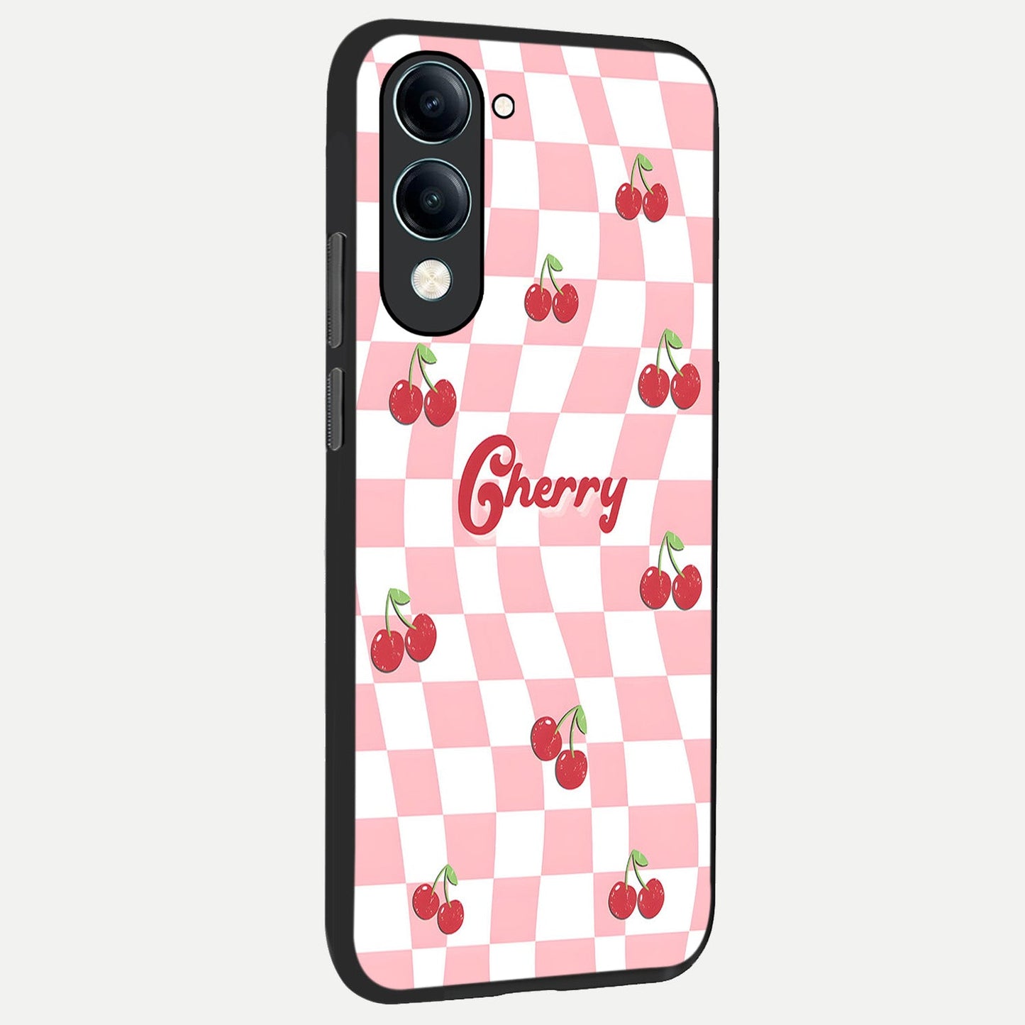  Sweet Cherry Vibes back cover for iQOO Z10 Lite slim fit glass case with vibrant aesthetic design